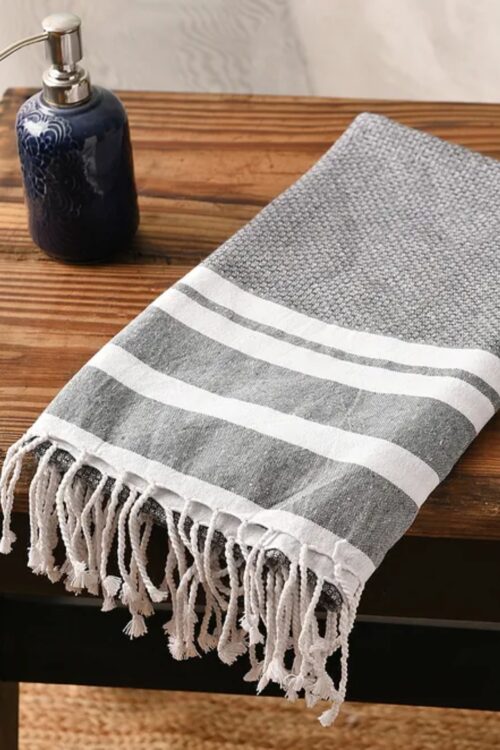 Grey Handwoven Cotton Bath Towel