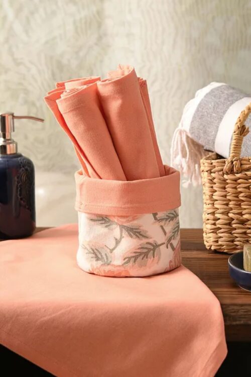 Orange Cotton Table Napkins with Basket (Set of 6)